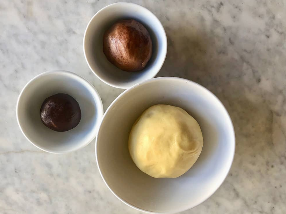 tre palle di pasta con cacao